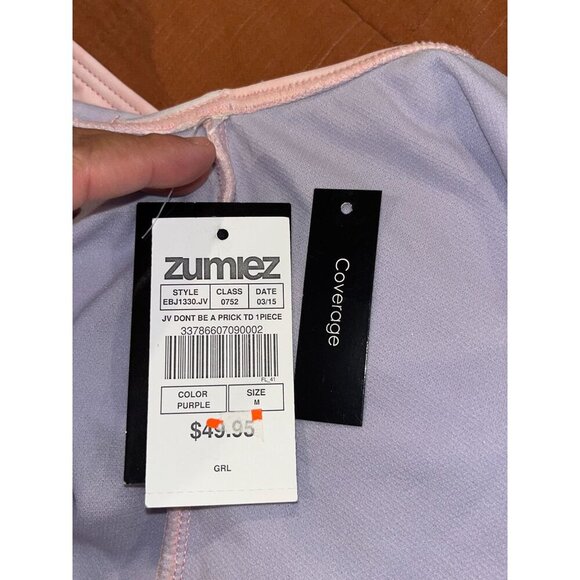 NWT JV by Jac Vanek (ZUMIEZ) Don't Be A Prick Pink & Purple Tie Dye One Piece Sw - Picture 9 of 9